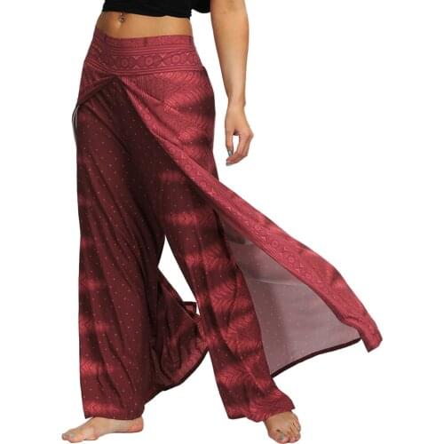 Womens Casual Yoga Pants Patchwork Comfortable Baggy Print Aladdin Harem Hippie Boho Beach Pants