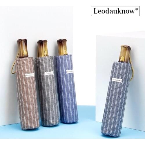 2019 New Big Strong Fashion Windproof Men Gentle Folding Bamboo Handle Fully Automatic Rain High Quality Pongee Umbrella Women
