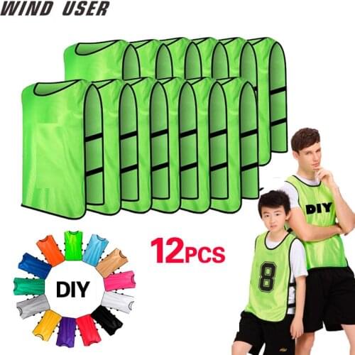 12 PCS Soccer Vest Quick Drying Football Jerseys Scrimmage Practice Sports Vest Breathable Team Training Vest