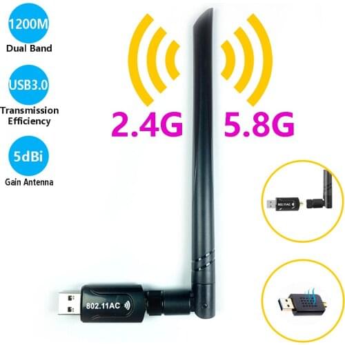 1200M Wireless Network Card RTL88123BU Driver-free 2.4G/5.8G USB3.0 Dual Band Wireless Network Card WiFi Receiver