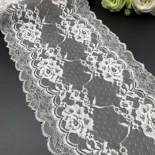 3y/lot 22cm High Elastic Lace Trim White For Lingerie Sewing Craft DIY Apparel Fabric Lace Garment Accessory Homeware material