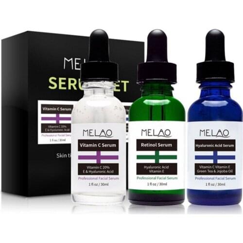 3Pcs/set Moisrurizing Vitamin C Retinol Hyaluronic Acid Serum Anti Aging Serum Set Face Cream Shrink Pore Firming Face Care