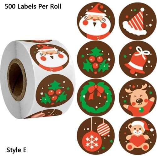 8 Patterns 500pcs/roll Christmas Sticker Thank You Stickers Seal Labels for Envelope Cards Gift Package Scrapbooking Decor