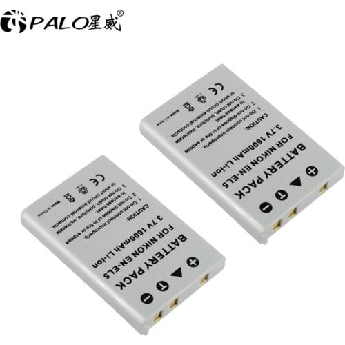 2pcs camera battery 3.7v 1600mah li ion EN-EL5 EL5 rechargeable battery for NIKON P500 P5100 P520 P6000 S10 COOLPIX_P100