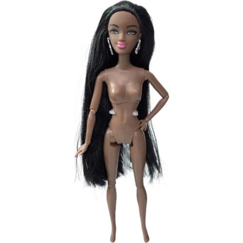D7YD 12inch Miniature Nude Doll Dollhouse Figure Playset Black Skin Popular Community Games for Toddlers Girls Preschools