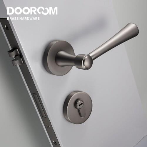 Dooroom Brass Door Lock Set Modern Light Luxury Interiror Bedroom Bathroom Double Wood Door Lever Set Dummy Handle Knob