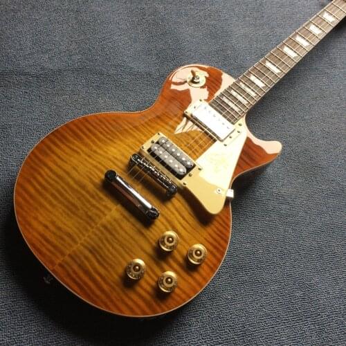 Rosewood fingerboard electric guitar, Tobacco burst maple top, Solid mahogany body electric guitar, Free shipping