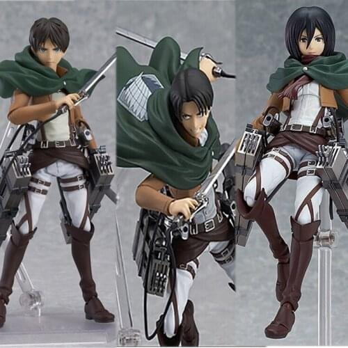 Attack on Titan Figures Eren Mikasa Ackerman Levi PVC Action Figure Jaeger Eren Ackerman Anime Figma 203 207 213 Figure