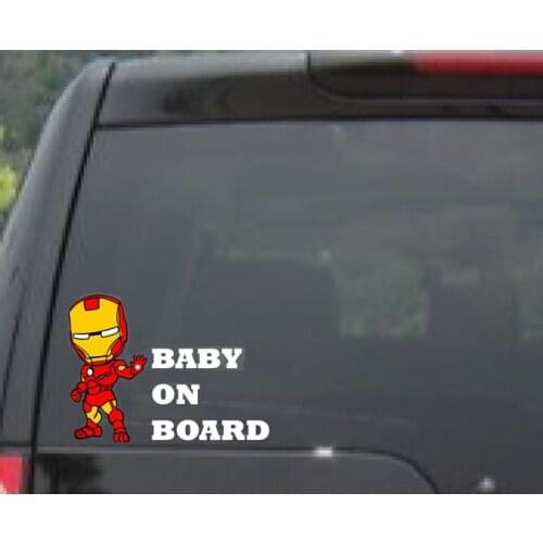 G03---Iron Man baby kids on board for Apple Macbook Pro Air 11" 12 13 15 Vinyl 15.6 HP Notebook reflective car decal sticker