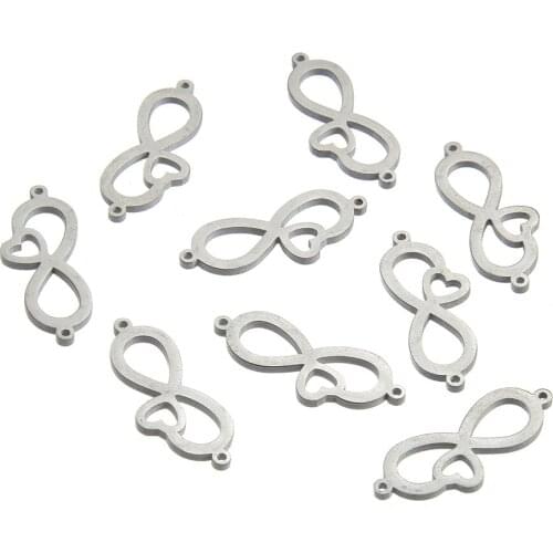 Hot fashion Filigree Stainless Steel Charm 8 Characters Hollow Carved Connector Charms For Jewelry Making DIY Accessories