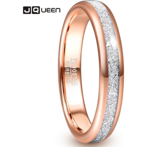 JQueen 4mm Gold Imitation Meteorite Tungsten Carbide Ring Mens Women Fashion Wedding Jewelry Best Gift
