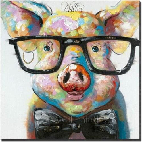 Handmade Oil Painting Animal Poster For Kids Room Living Room Bar Wall Art Decor Abstract Modern Canvas Painting Animal Cartoon