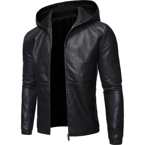 Leather Jacket Men Hooded Clothes Leather Mens Motorcycle Coat Spring Autumn Winter Jacket
