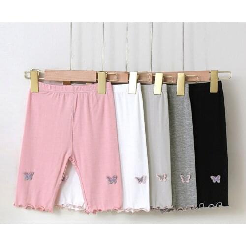 Girls Leggings Summer Kids Knee Length Five Pants Modal Elastic Pants Trouser Children Clothes 2-10Y Girls Leggings Leginsy