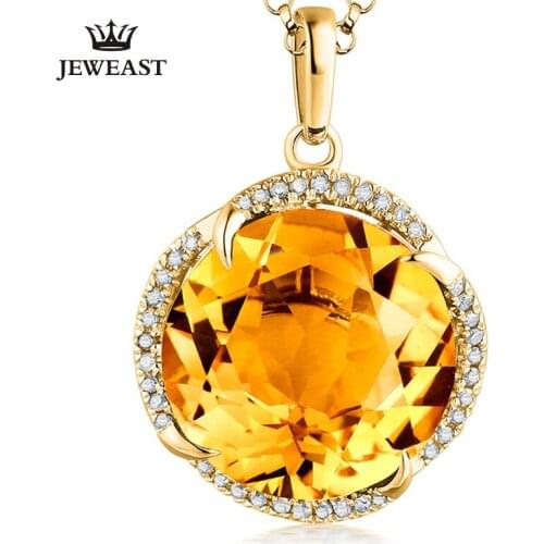 MAQ Natural citrine 18K Pure Gold Pendant Real AU 750 Solid Gold Upscale Trendy Classic Party Fine Jewelry Hot Sell New 2020