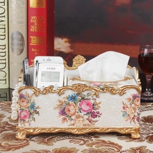 Multifunctional pumping tissue box desktop remote control storage box fashion vintage resin table napkin tissue box