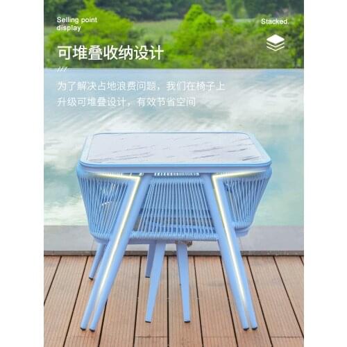 Save Space Outdoor Patio Furniture Set Backyard Rattan Table Outdoor Garden Chair Balcony Modern Outdoor Table and Chair Set