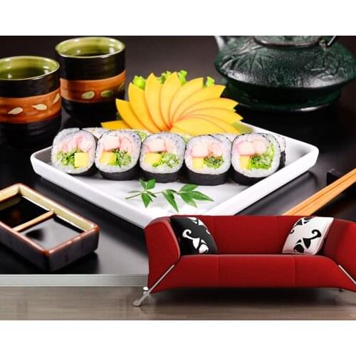 Papel de pared Seafoods Sushi Food photo 3d wallpaper murals,living room sofa TV wall kitchen wall papers home decor restaurant