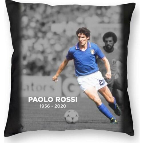 RIP Legend Paolo Rossi 1982 Throw Pillow Cover Throw Pillow Italy Soccer Calcio Italian Football Vintage Pillowcase