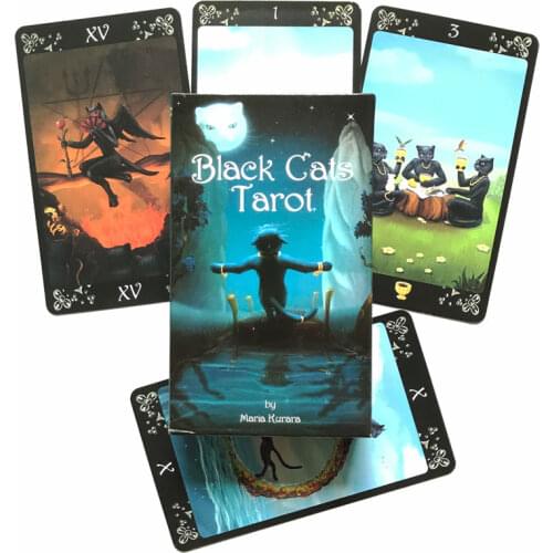 NEW Black Cats Tarot Cards English Version Oracle Divination Fate Game Deck Table Board Games Playing Card With PDF Guidebook