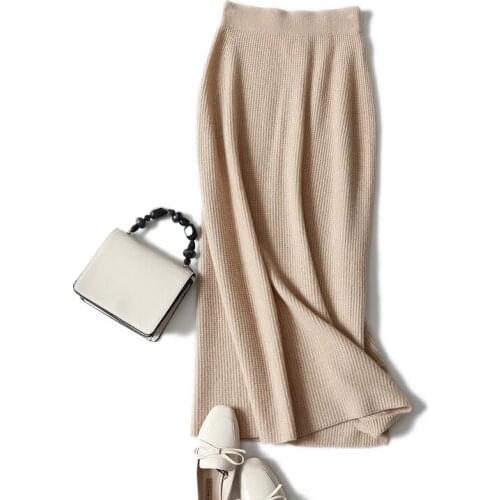 Autumn Winter Womens New Style Casual Long Skirt Knittted High Quality 100% Cashmere Skirt