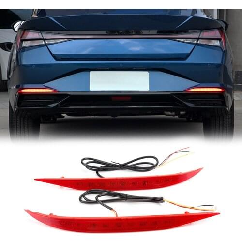 OKEEN Rear Bumper Reflector Lights For Car HYUNDAI Elantra 2021 Led Flow Turn Singal Lamps Tail Brake Warning Auto Bulbs Red 12V