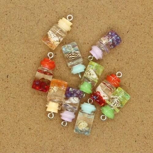 10pcs/lot Nautical Shell Drifting Bottle Earring Charms Cute Key Chains Bracelet Necklace Pendants Accessory Mix Jewelry Making
