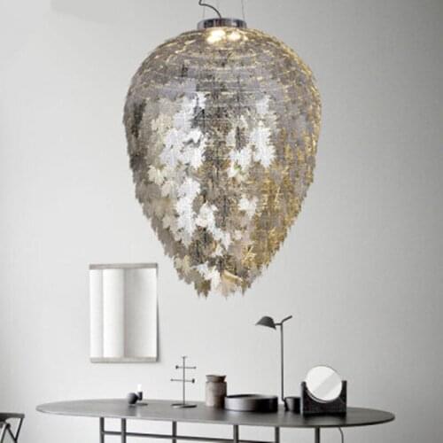 Nordic Chrome Maple Led Pendant Chandelier Lighting Lustre Golden Metal Bedroom Led Chandeliers Lamp Led Hanging Lights Fixtures
