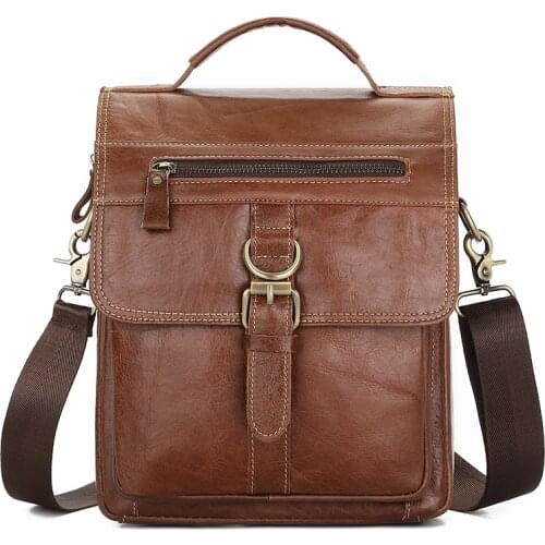 Male briefcase men bag head layer cowhide shoulder messenger bag male retro leather vertical Cover large capacity totes handbag