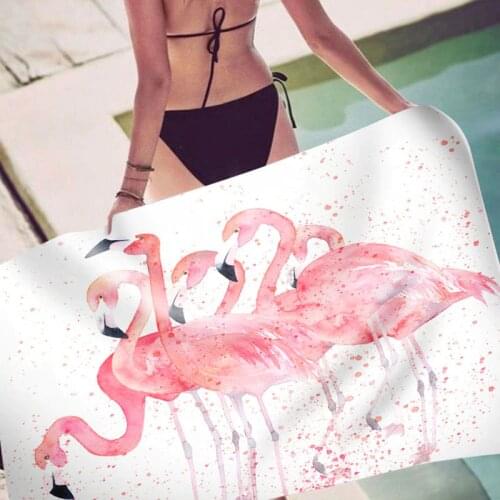Flamingo Rectangular Beach Towel Thick Pink Microfiber Bath Towel Microfiber Cooling Beach Towel 70*150cm 150*180cm