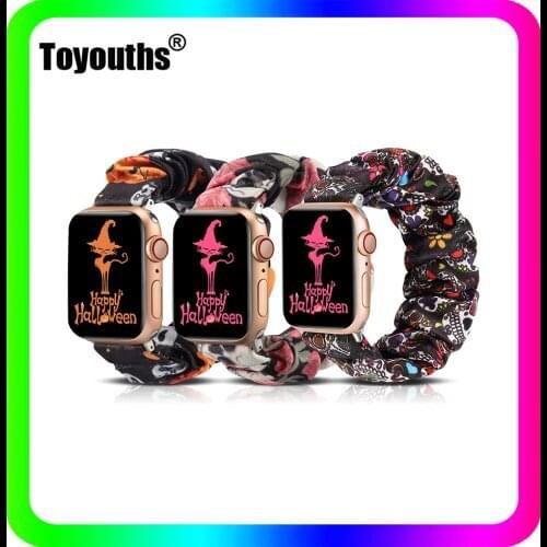 Toyouths Scrunchies Elastic Watch Straps for Apple Watch Band 38mm 3 Pack Printed Fabric Watchband for iwatch Series 6 5 4 3 2 1