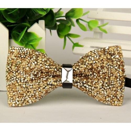 SHENNAIWEI fashion 2016 mens High-grade gold diamond crystal gem bow tie 12cm-6cm butterfly bowties lots