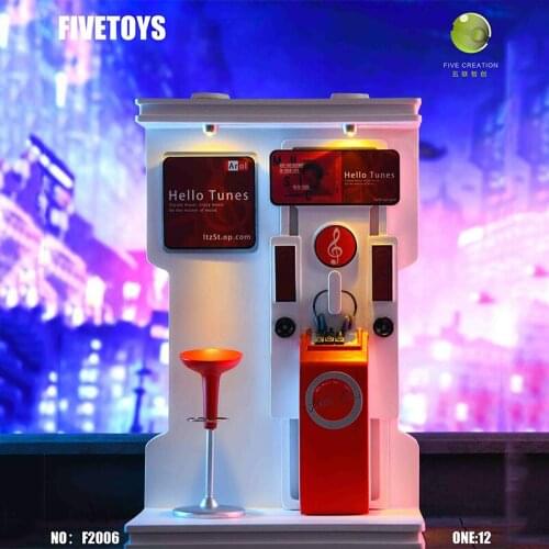 In Stock 1:12 Scale Juke Box Scene Display FIVETOYS F2006 With Light For 6"Collection Model
