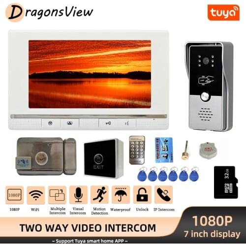 DragonsView Intercom with Electronic Lock 3A 1080P Wireless Visual Tuya Smart WiFi Video Door Phone Doorbell Intercom for Home