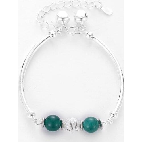Girl Sweet Style Transparent Bead Crystal Small Bell Red Green White Alloy Bracelets For Women
