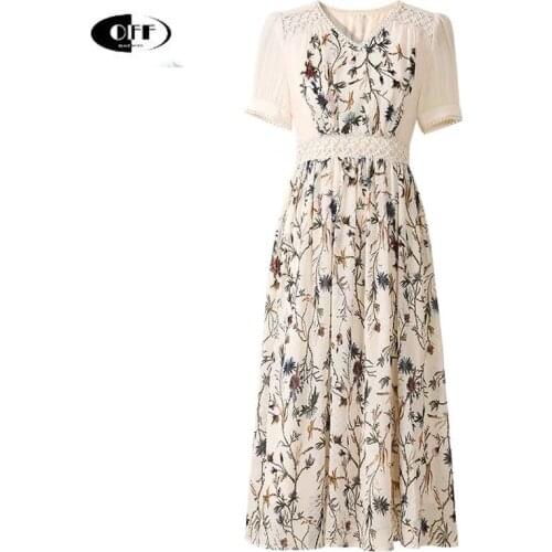 Fashion Runway Summer Midi Dresses For Women Embroidery Lace Up Elegant Traf Vintage Floral Casual High Quality Dress Vestidos