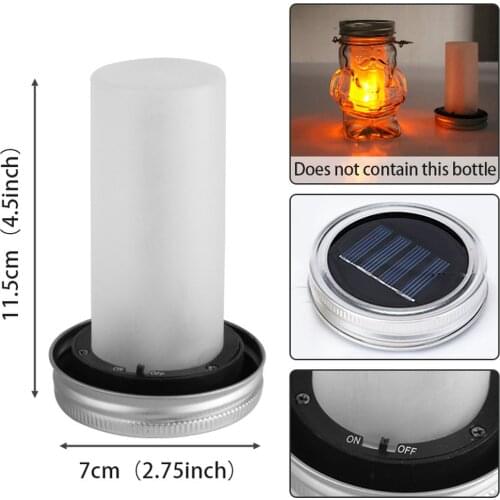 1PCS Solar LED Mason Jar Lit Light Torch Flame Warm 12LED Garden Outdoor Solar Bottle Lamp Waterproof Hanging Lantern Decoration