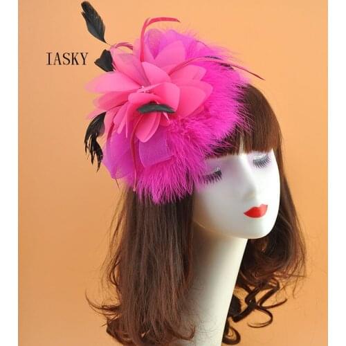 2018 16 Colors Feather Fascinator Hair Clip Bridemaid Floral Headdress Vintage Fancy Show Cocktail Derby Party Ladies Headwear
