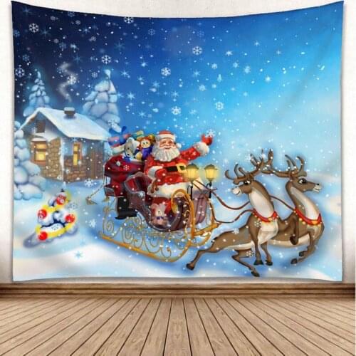 Merry Christmas Theme Tapestry Fashion Xmas Santa Claus Festive Bell Funny Holiday Wall Hanging Tapestry Home Room Decoration