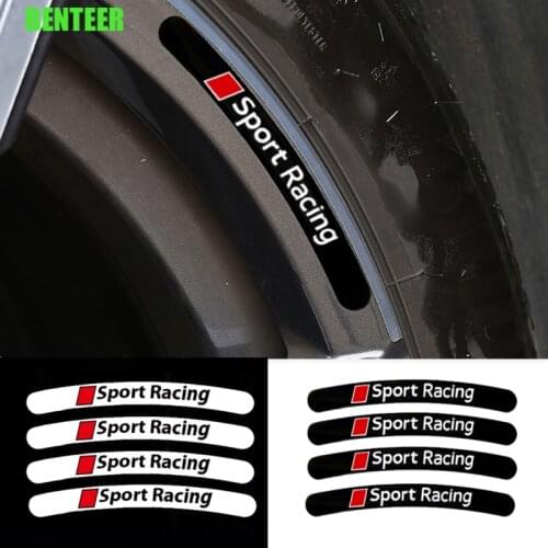 4pcs Sport Racing Car Rim Sticker For Audi Sline Quatrro A1 A3 A4 A6 A6L A7 A8 Q3 Q5 Q7 TT S RS3 RS4 RS5 RS6 RS7 RS8 B6 B8 8F