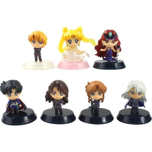 5pcs 7pcs/lot Sailor Moon Figure Toys Pretty Guardian Christmas Special 25th Anniversary Dark Kingdom Ver. PVC Model Dolls