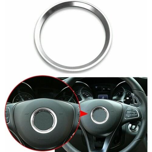 Car Sports Aluminum Steering Wheel Center Decoration Ring Cover Trim for Mercedes C E CLA GLA GLC GLE Class 2015+ Silver