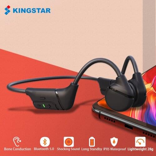 KINGSTAR Bone Conduction Earphone Bluetooth Wireless Sports Headphones Waterproof Stereo Hands-Free With Mic For Running Cycling