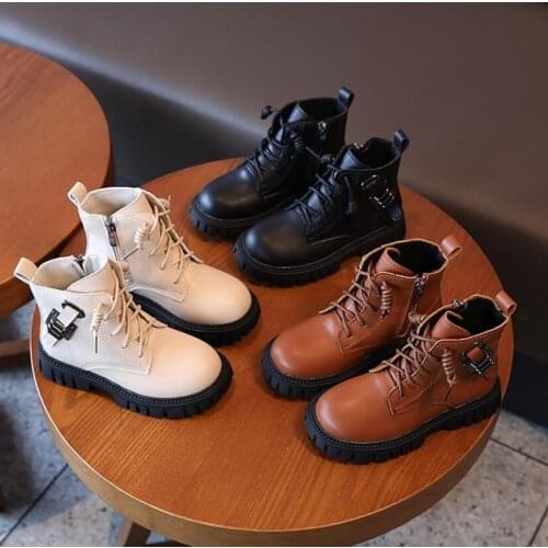Metal Chain Girls Boys Fashion Boots PU Leather Knitting Patchwork Slip On Kids Socks Shoes Anti Slip Children Ankle Boots