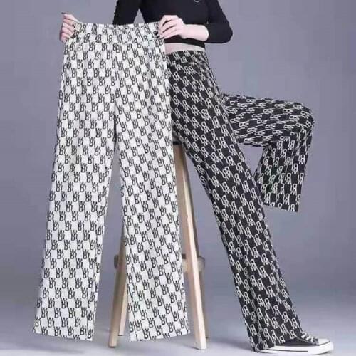 2021 New Big Plus Size Wide Leg Pants Cool Thin Loose Casual Straight Women Long Pants Street Wear Summer Checkerboard Trousers