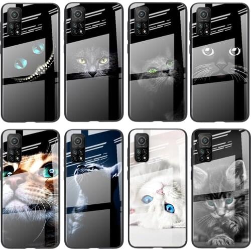 Tempered Glass Hot Luxury Cover Black Cat Staring Eyes For Xiaomi POCO F3 F2 X3 NFC X2 M2 Pro Shockproof Shell Phone Case