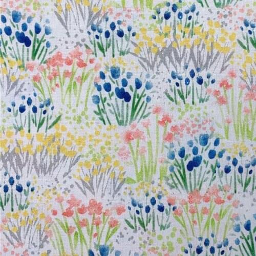 Ink painting Little flowers 100% Cotton Fabric Brand New Stripe Flowers Printed Sewing Cloth Dress Clothing Textile Tissue