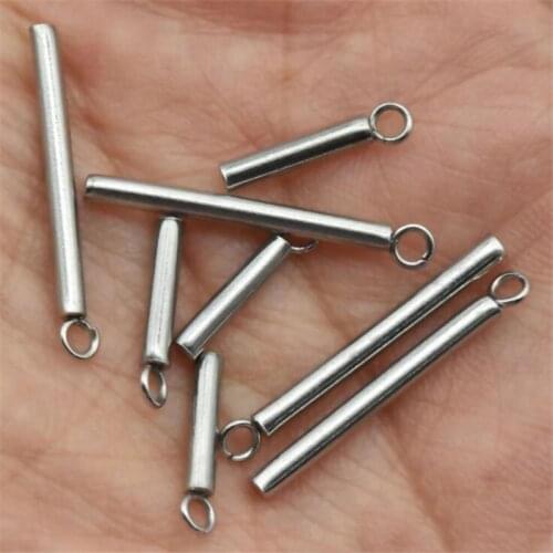 20pc/lot 20 30 40mm Stainless Steel Cylindrical Sticks bar Pendant for Earrings Findings Necklace Pendant Charms Jewelry Making