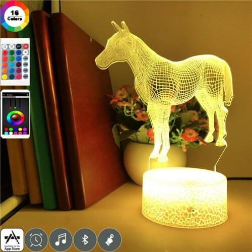 Kids Toys Creative Night Light LED RGB Color 3D Neon Desk Lamp Horse Nightlight Bluetooth Base Baby Room Decor Birthday Gift
