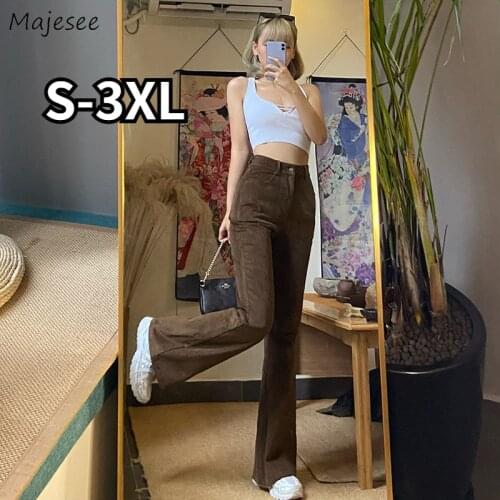 Jeans Women High Waist Denim Flare Oversize S-3XL Cool Girls Streetwear Slender Students Classy Ulzzang Chic Casual All-match BF